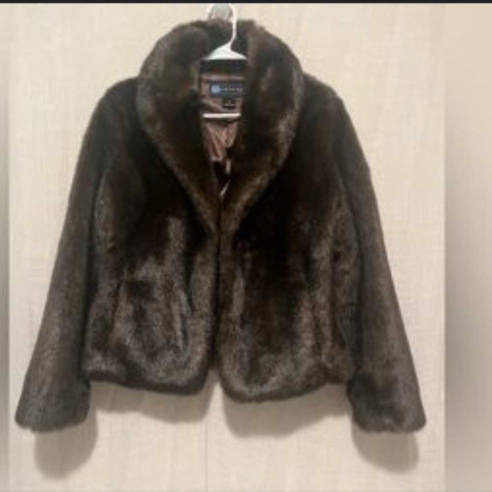 French Cuff Women's Dark Brown Faux Fur Teddy Jacket